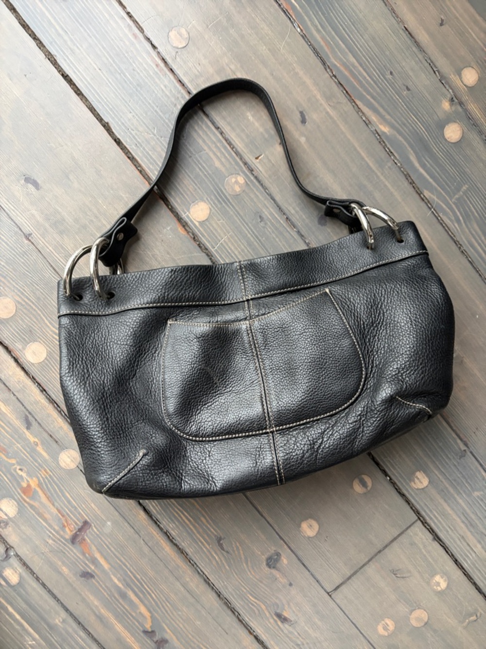 Black Leather ShoulderTIgnanello Bag - Classic Everyday Tote